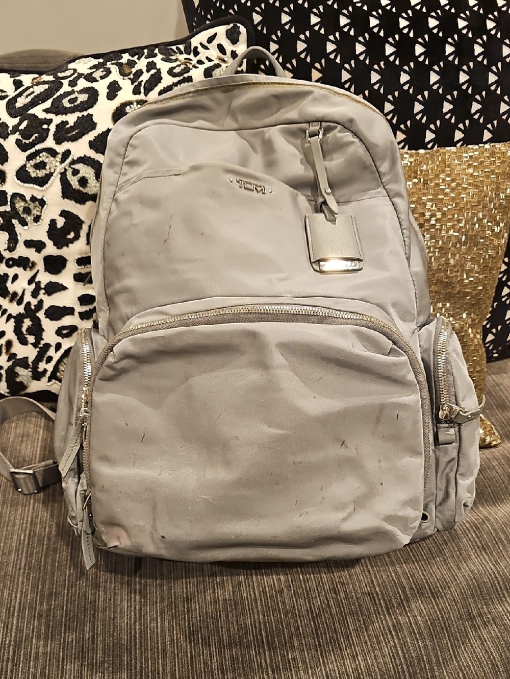 Tumi Voyager Light Gray Women's Backpack with Front Pocket